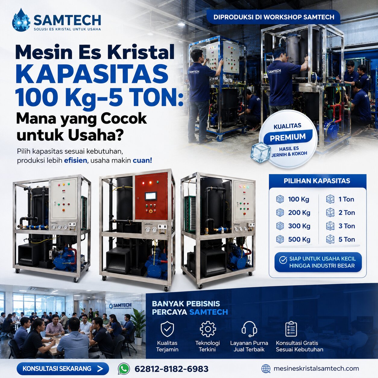 Mesin Es Kristal Kapasitas 100 Kg–5 Ton: Mana yang Cocok untuk Usaha?